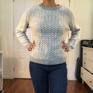 Loose knit grey and white sweater